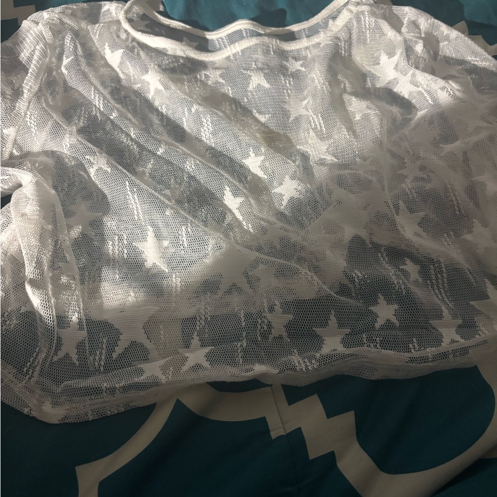 SHEIN White Sheer Knit Top
